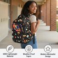 thumbnail image 4 of HELLHERO Front Pocket Backpack for Travel Scuola, Polyester Multi-Pockets Toddler Bookbag, Planets, 4 of 8
