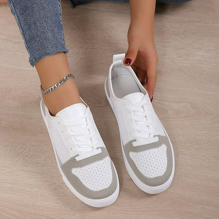 

XDDST Casual Shoes for Women Flat New Foreign Trade Flying Weaving Casual Color Matching Lace Up Flat Bottom Breathable Sports Shoes