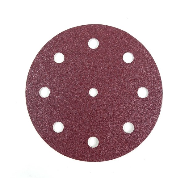 POWERTEC 4D12592450 240 Grit Hook and Loop 5 Inch 9 Hole Sanding Discs