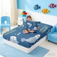 thumbnail image 4 of Manfei Cute Cartoon Seal Twin Sheet Sets for Kids Boys and Girls, Ocean Animal Print Bedding 3 Pieces, 1 Flat Sheet, 1 Fitted Sheet and 1 Pillowcase, 4 of 6