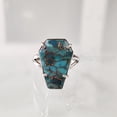 thumbnail image 2 of Coffin Blue Copper Turquoise Ring, Natural Turquoise Ring, December Birthstone, Womens Ring, Coffin Ring, 925 Sterling Silver, Christmas, Handmade, Statement Jewelry, Coffin Shape Gemstone Ring, 2 of 6
