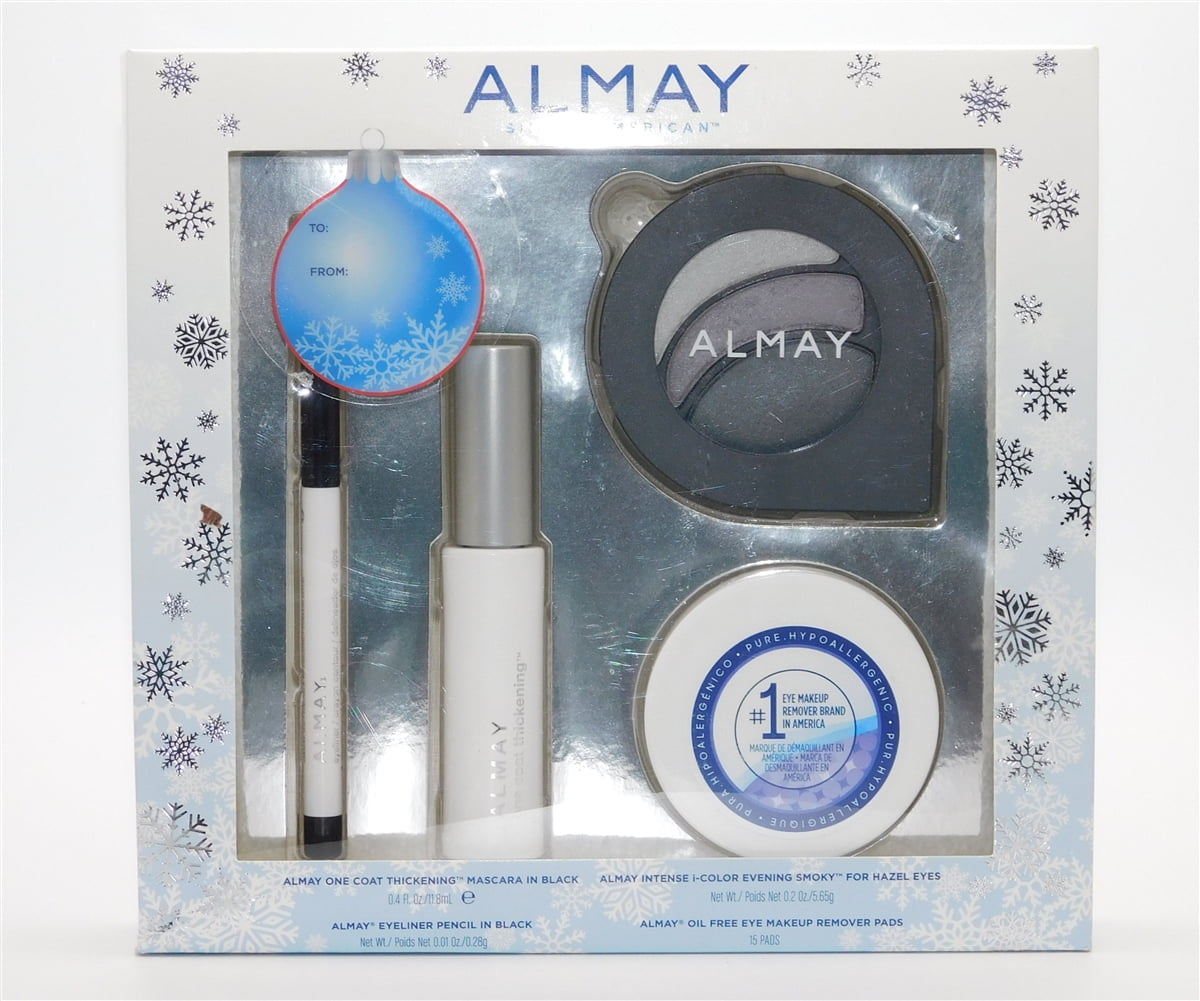 Almay Hazel Eyes Gift Set: One Coat Thickening Mascara in Black, I-Color Evening Smoky for Hazel Eyes, Eyeliner Pencil in Black