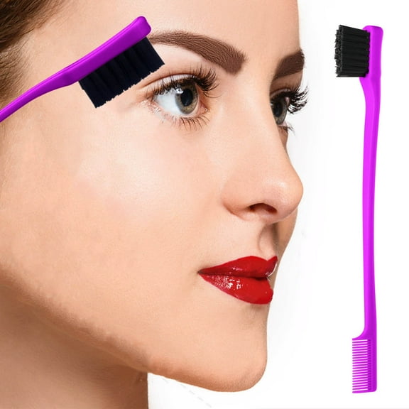 HYLLai Double-Ended Eyebrow Brush & Comb, Professional Brow Styler for Hairline Shaping, Soft Bristles for Blending & Defining, Compact Travel-Friendly Design (Purple)