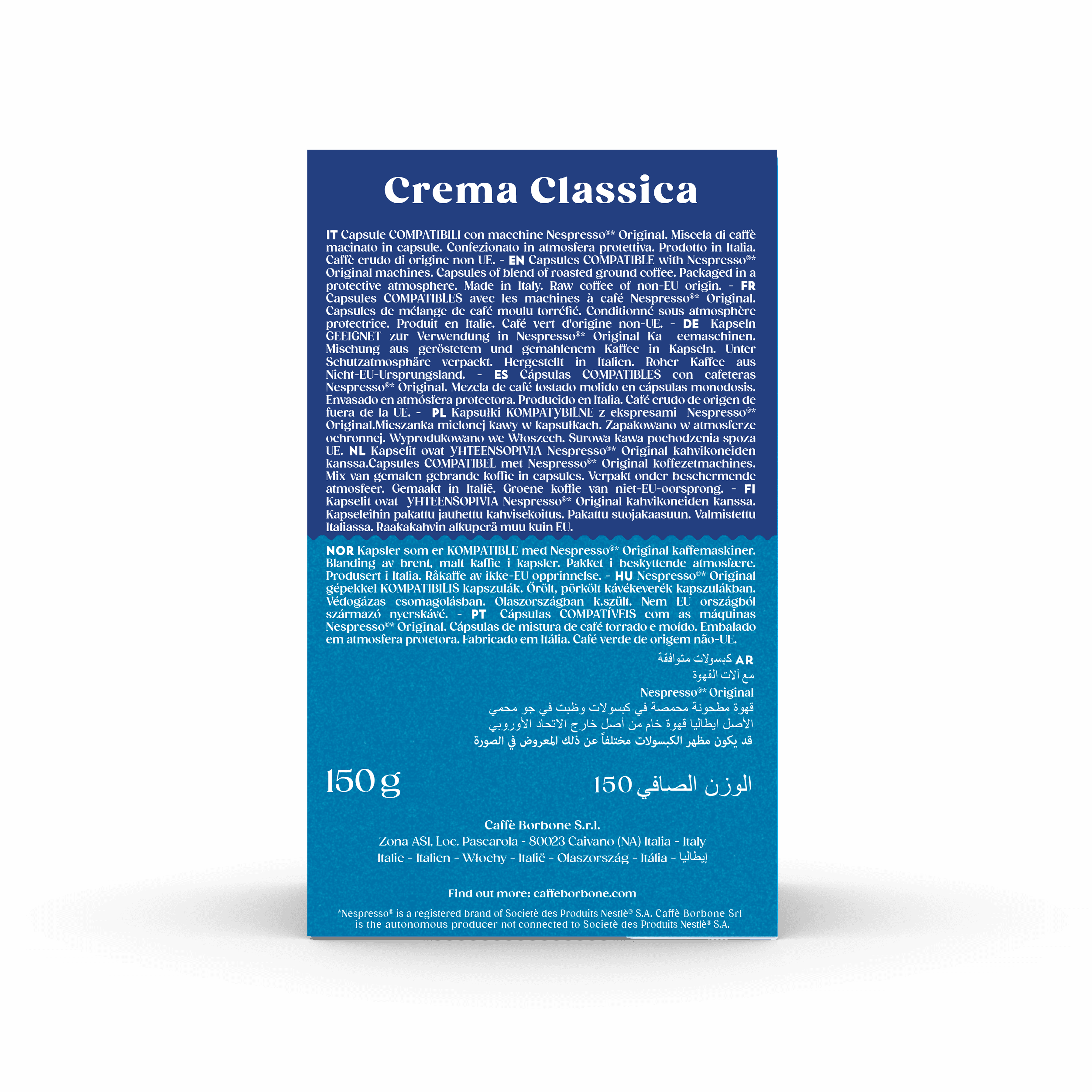 Caffè Borbone Crema Classica Medium Roast Aluminum Espresso Pods, Nespresso Original Compatible, 30 Count