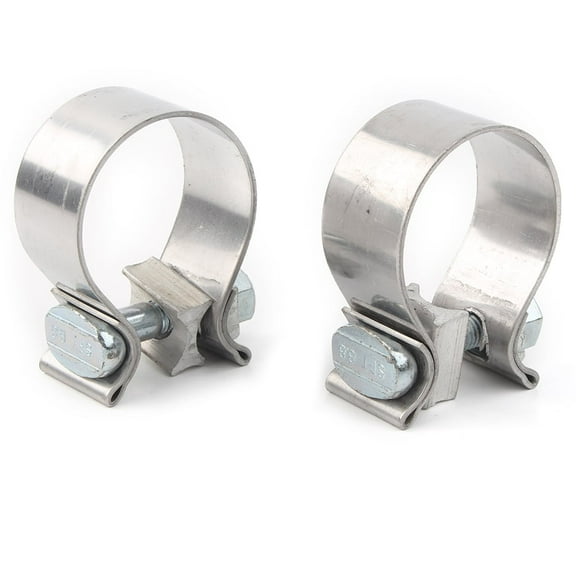 NS Pack of 2, 1.75 inch Stainless Steel Muffler Exhaust Clamp Replacement for Harley Davidson