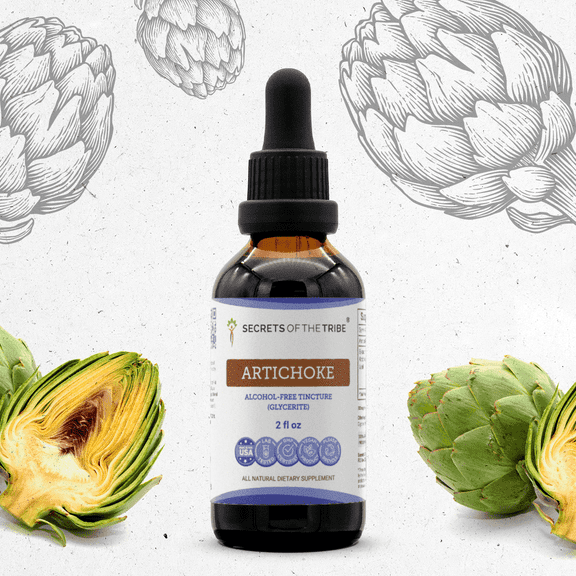Secrets Of The Tribe Artichoke Tincture Dietary Supplement, Natural Herbal Extract for Liver Support, Artichoke (Cynara scolymus) Dried Leaf, Alcohol-Free Extract, Drops 2 oz