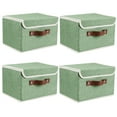 thumbnail image 6 of Foldable Fabric Storage Bin With Handle Lid Large Collapsible Box Basket For Home Organizer, 4 Packs, Green, 6 of 8