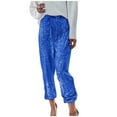 thumbnail image 1 of Kcodviy Womens Ssequin Casual Party Long Pants Rompers for Women Casual Style High Waist Drawstring Sweat Pants Women Casual with Pockets Leggings Trousers, 1 of 7