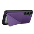 thumbnail image 4 of SaniMore for Samsung Galaxy S23 Plus Case, PU Leather Skin & Rugged PC Backplane Card Slot [Up to 2] Shockproof Anti-fall Flip Kickstand Slim Lightweight Business Shell for Galaxy S23 Plus, Purple, 4 of 5