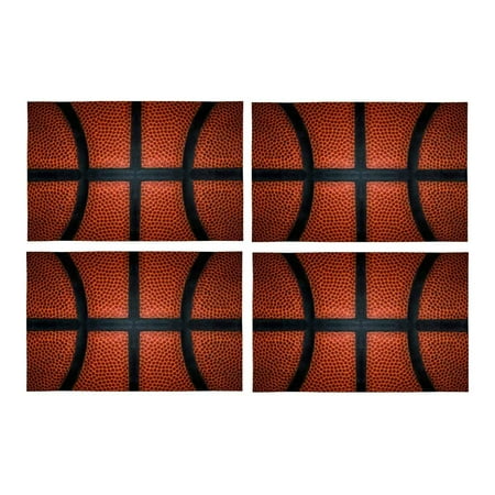

MKHERT Closed Up View of Basketball for Background Placemats Table Mats for Dining Room Kitchen Table Decoration 12x18 inch Set of 4