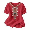 thumbnail image 4 of CONZONE Womens Summer Cotton Linen T-Shirts Short Sleeve T Shirts for Women Casual V Neck Graphic Lightweight Tees Soft Cozy Dailywear, 4 of 4