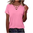 thumbnail image 4 of Short Sleeve Shirts for Women Spring Tops for Women 2026 V Neck Criss Cross Tees Womens Summer Tops, 4 of 6