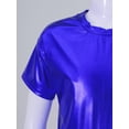 thumbnail image 4 of Sinleey Kids Girls Boys Shiny Metallic Jazz Hip Hop Dancewear Short Sleeves Sparkly Dance T-Shirt Royal Blue 160, 4 of 7