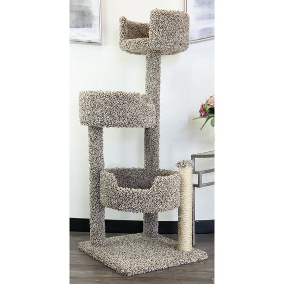 Maykoosh Southwestern Sanctuary Multi-Level Cat Cat Climbing Tower Cat Tree, Solid Wood and Carpet Construction, Modern Cat Tree with Scratch Post and Sturdy Base-Color:Speckled,Size:26"L x 25"W x 49"