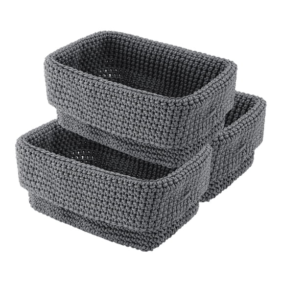 REGALWOVEN 3 Packs Woven Storage Basket, Shelf Closet Storage Bin for Key Tray Bowl for Entryway Desk, Catchall Home Decor Gray 8.3*5.1*6.1in