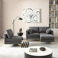 thumbnail image 3 of Convertible Sectional Sofa with Ottoman, 93 Inch Modern L-Shaped Sectional Sofa Couch Set with 2 Pillows and Footrest Comfy Upholstered Accent Sofa with Metal Legs for Living Room Office, Dark Grey, 3 of 7