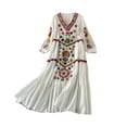 thumbnail image 4 of Vestido de verano para mujer, elegante, bordado floral, maxi, cómodo, informal, vestido de hadas 108cm de longitud, 4 of 9