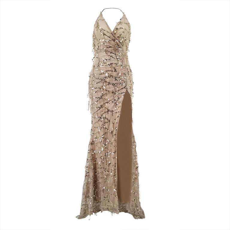 slim fit dress slacks Kerrie Sequin Maxi Dress - Gold main image 0