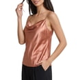 thumbnail image 2 of Deago Women's Silk Satin Camisole Cowl Neck Tank Tops Sleeveless Adjustable Spaghetti Strap Cami Summer Basic Shirt Blouse, 2 of 9