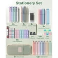 thumbnail image 4 of Four Candies 56 PCS Aesthetic Supplies with Pencil Case, 6 Multicolor Pen, 12 Pastel Highlighters, 5 Gel Pens Black Ink, 9 Mechanical Pencils for  Stationary Set Preppy Stuff (Green), 4 of 9