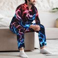 thumbnail image 6 of KLL Red And Blue Lightning Sleepwear Mens Flannel Pajamas,Long Cotton Pj Set, 6 of 7