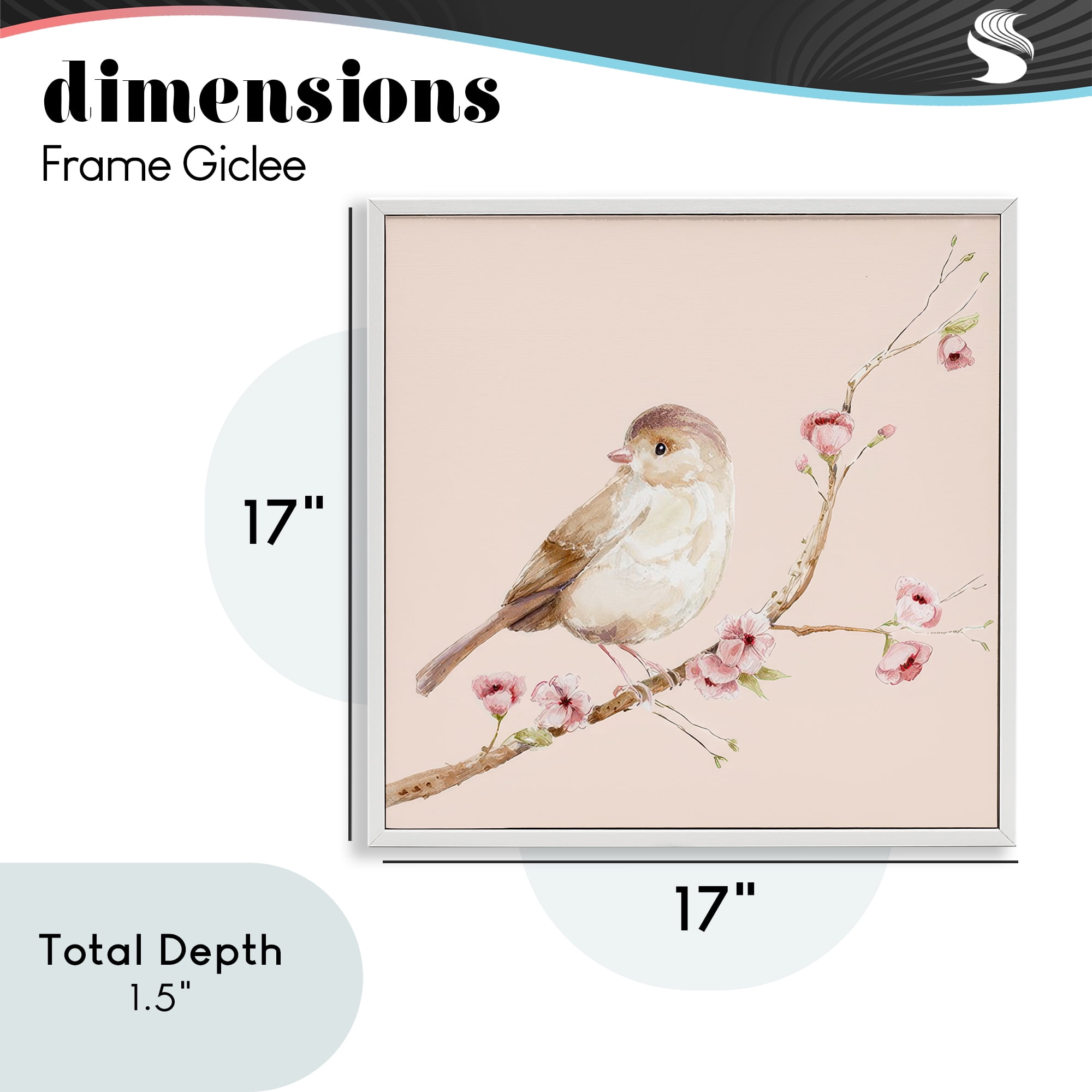 Sweet Brown Bird Perched White Framed Giclee Art, design by Lisa Wehmeyer