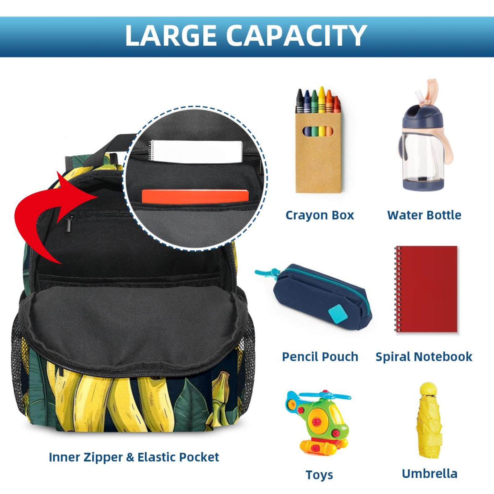 Banana Cute Book Bag with Adjustable Shoulder Strap, Large Capacity ...