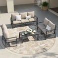 thumbnail image 4 of MRUAKA Aluminum Patio Furniture Set, 7 Pcs Modern Outdoor Sofa Sets, Outdoor Sectional Patio Conversation Set with Coffee Table for Backyard, Poolside, Beige, 4 of 11