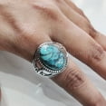 thumbnail image 3 of Blue Copper Turquoise Mans Ring, Natural Copper Turquoise Ring, Silver Jewelry, 925 Silver Ring, Birthday Gift, Heavy Mens Ring, Arabic Design, Ottoman Style Ring, Christmas, Turkey Mens Signet Ring, 3 of 4