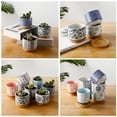 thumbnail image 7 of Vintage Small Flowerpot Ceramic Succulent Plants Pot with Bamboo Tray Garden Office Home Decor, 7 of 7