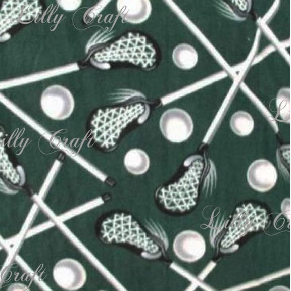 Lilly Craft Lacrosse Green Print Fleece Anti-Pill FABRIC 58-60" Wide Sold by the Yard