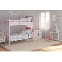 Storkcraft Long Horn Twin Over Twin Solid Hardwood Bunk Bed Pink
