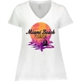 thumbnail image 3 of Inktastic Miami Beach Florida Vacation Sunset Women's Plus Size V-Neck T-Shirt, 3 of 5