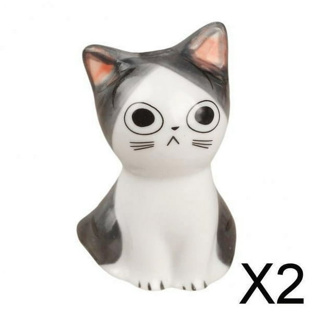 Estatua de escultura de escritorio,Adornos de gato Decoraciones para el hogar Sala de estar,Figura de gato de cerámica escultura casera miniatura,Estatua de escultura de gato 2 piezas