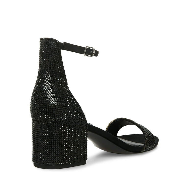 Steve Madden Irenee-R Black Round Open-Toe Ankle-Strap Casual