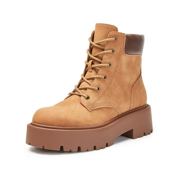 Yolanda Zula Lace-up Combat Boots Ankle Bootie for Women-Water-Resistant Side Zip Platform Lug Sole Boots