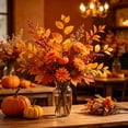thumbnail image 5 of Artificial Fall Floral Pick, Sunflower Stem with Mini White Pumpkin Maple Leaves Berries, Flexible Wired Autumn Sprig for Vase Table Thanksgiving Halloween Christmas Home Decor, 5 of 6