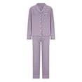 thumbnail image 3 of LIaqionyy Women's Pajama Sets Long Sleeve Button Down Sleepwear Nightwear Soft Solid Color Pjs Lounge Sets, 3 of 4