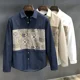 thumbnail image 2 of Camisas para hombre Camisa azul geométrica de gran tamaño para hombre Venta de alta calidad Lujo Nuevo en estilo coreano Moda 2024 con mangas Algodón I, 2 of 5