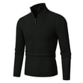 thumbnail image 2 of LOVZFMLL Men's Sweaters, Solid Color Turtleneck Ribbed Pullover, Casual Fashion Mandarin Collar Half-Zip, Warm Winter Tops, Fall Clothes, 2 of 3