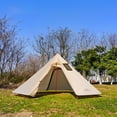 thumbnail image 2 of Tente Légère Chaude avec Fenêtre de Conduit avec Fenêtre de Conduit Ignifuge Tentes Tipi pour la Randonnée et le Backpacking - Kaki, 2 of 7