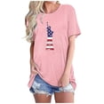 thumbnail image 1 of Tops Cortos para Mujeres Bandera de Moda Impresa Cuello Redondo, Camiseta de Manga 3/4 para Uso Diario, Casero Y Cómodo, 1 of 4