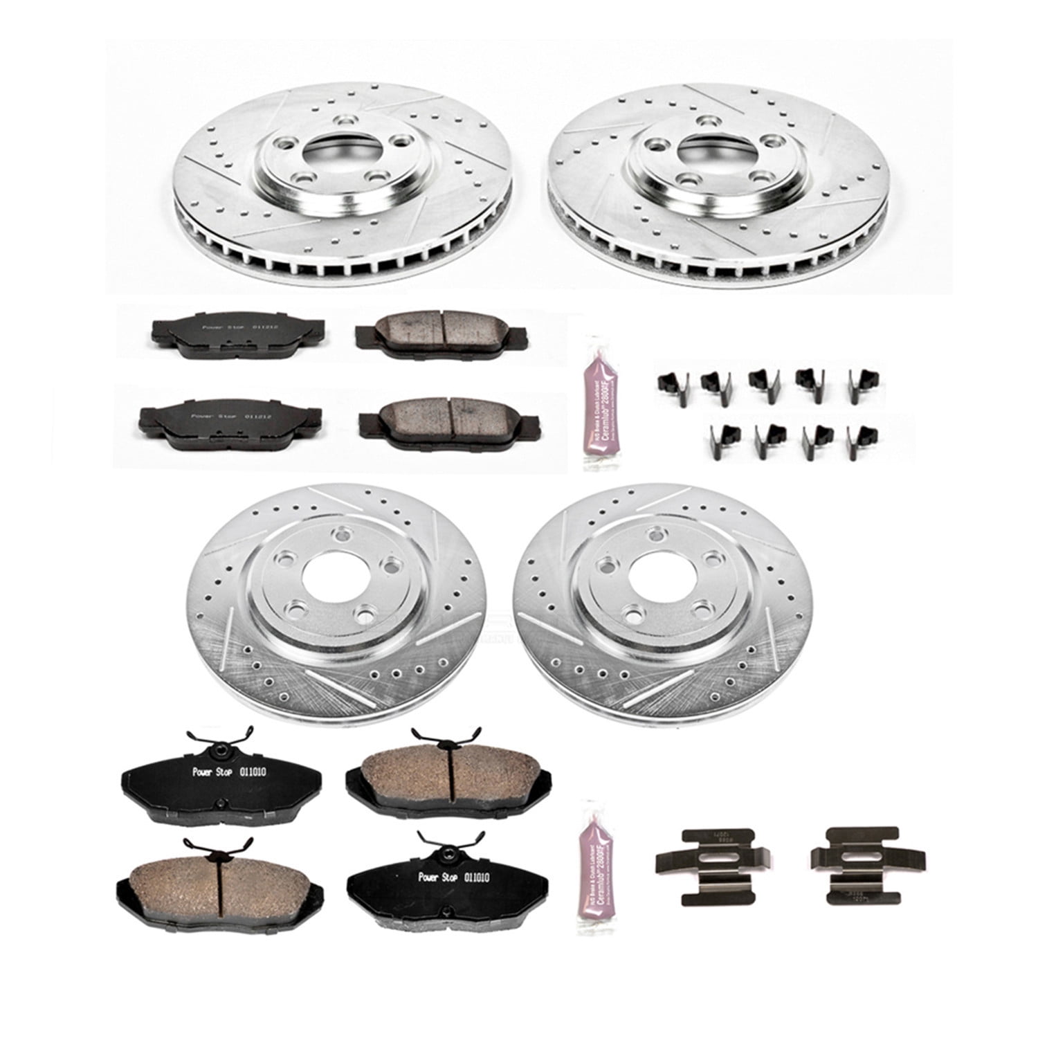 PowerStop Front and Rear Z23 Evolution Sport Carbon-Fiber Ceramic Brake Pad and Drilled & Slotted Rotor Kit Fits: JAGUAR Select Models K1352
