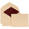 JAM Wedding Invitation Set, Large, 5 1/2 x 7 3/4 Ivory Card with Burgundy Lined Envelope and Entwined Hearts Set, 50/pack