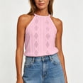 thumbnail image 5 of IUYRTFE Women's Solid Color Halter Neck Sleeveless Tank Top Casual Summer Basic Top, 5 of 5