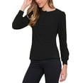 thumbnail image 4 of Long Sleeve Ribbed Knit Shirts for Women Casual Button Down Crew Neck Tops Trendy Henley Shirt XS Black, 4 of 6