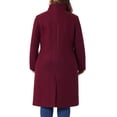 thumbnail image 3 of Agnes Orinda Women's Plus Size Overcoat Classic Stand Collar Long Sleeve Back Split Winter Long Coat with Pockets 1X Burgundy, 3 of 6