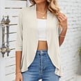 thumbnail image 2 of Women Cover Up Blouse Summer Pure Color Three Quarter Length Sleeve Ruffle Hem Cover Up Jacket, 2 of 5