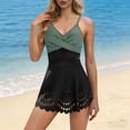 thumbnail image 5 of OGLCCG Womens One Piece Swimsuit V Neck Wrap Skirt Bathing Suit with Cutout Summer Modest Twist Front Swim Dress, 5 of 8