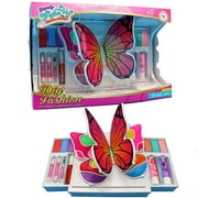 Girls Makeup Kit, Butterfly Princess Real Washable Pretend Play Cosmetic Set Toys with Mirror, Non-Toxic & Safe, Birthday Gifts, Maquillaje Juguete